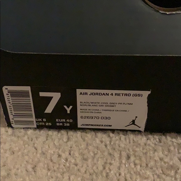 AIR JORDAN 4 RETRO 7Y - Picture 2 of 6